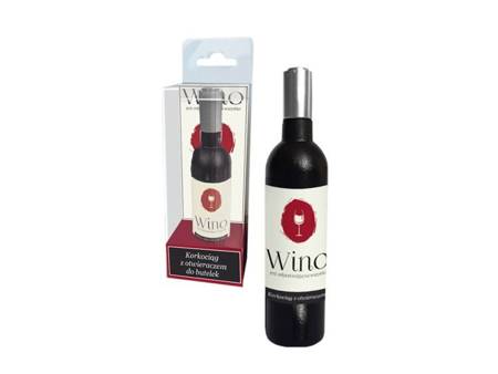 I LOVE WINE - korkociąg z otwieraczem - mini butelka - "Wino jest odpowiedzią na wszystko"